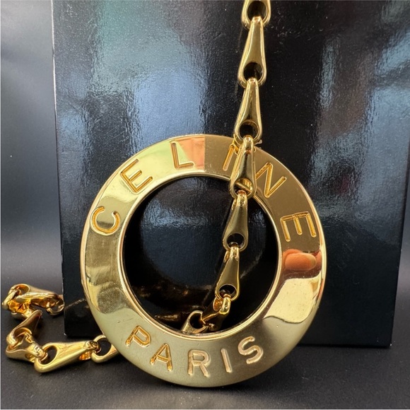 24K gold plated Celine vintage EXTRA LARGE necklace - Picture 8 of 13